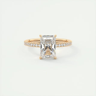 2.10 CT Radiant Solitaire Pave Moissanite Engagement Ring - crownmoissanite