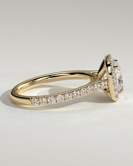 2.0 CT Cushion Cut Moissanite Halo with Pavé Engagement Ring