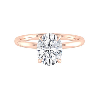 2.72 CT Oval Solitaire Hidden Halo Moissanite Engagement Ring - crownmoissanite