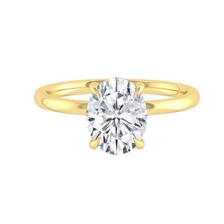 2.72 CT Oval Solitaire Hidden Halo Moissanite Engagement Ring - crownmoissanite