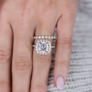 4.0 CT Cushion Halo & Pave Moissanite Engagement Ring - crownmoissanite