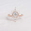 0.7 CT Round Shaped Moissanite Cluster Halo Engagement Ring - crownmoissanite