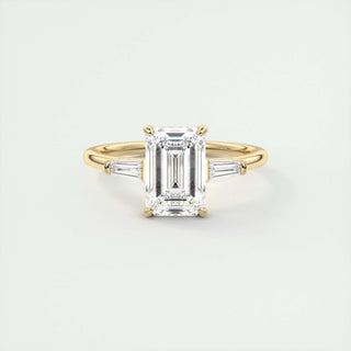 1.91 CT Emerald Cut Three Stone Moissanite Engagement Ring - crownmoissanite