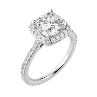 2.15 CT Cushion Cut Halo Moissanite Engagement Ring - crownmoissanite