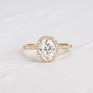 1.91 CT Oval Cut Halo Pave Moissanite Engagement Ring - crownmoissanite