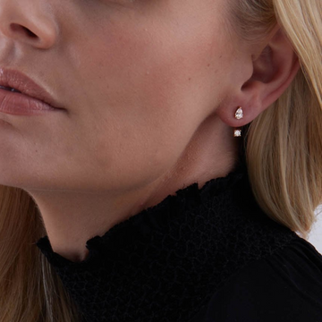 0.80 TCW Pear & Round Moissanite Diamond Ear Jacket Earrings