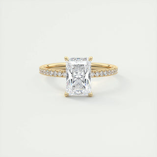 2.10 CT Radiant Solitaire Pave Moissanite Engagement Ring - crownmoissanite