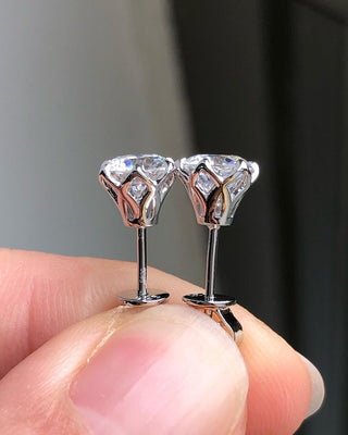 1.0 TCW Round Cut Moissanite Solitaire Stud Earrings - crownmoissanite