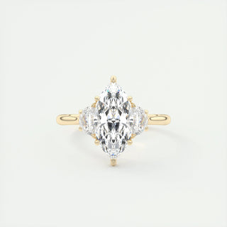 1.98 CT Marquise Cut Three Stone Moissanite Engagement Ring - crownmoissanite