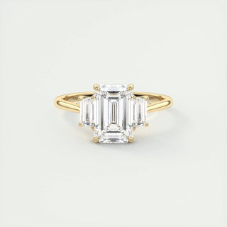 1.91 CT Emerald Cut Three Stone Moissanite Engagement Ring - crownmoissanite