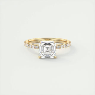 2.03 CT Asscher Cut Solitaire Pave Moissanite Engagement Ring - crownmoissanite