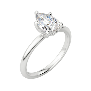 1.33 CT Pear Solitaire Moissanite Engagement Ring With Hidden Halo Setting - crownmoissanite