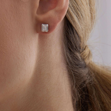 2.0 TCW Round & Baguette Moissanite Diamond Stud Earrings