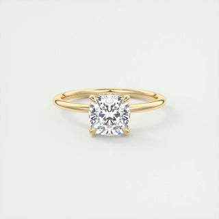 2.15 CT Cushion Solitaire Hidden Halo Moissanite Engagement Ring - crownmoissanite