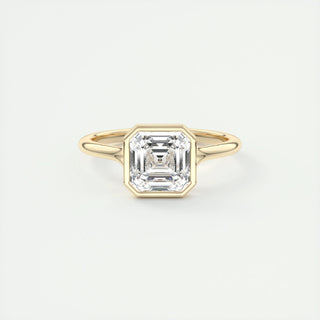 2.03 CT Asscher Cut Bezel Solitaire Moissanite Engagement Ring - crownmoissanite