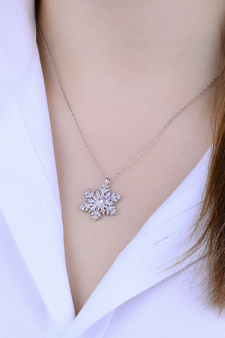 0.90 TCW Round & Baguette Cut Snowflake Moissanite Diamond Necklace