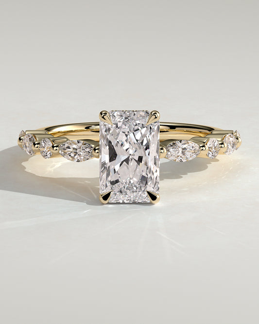 2.0 CT Radiant Cut Moissanite Pave Engagement Ring