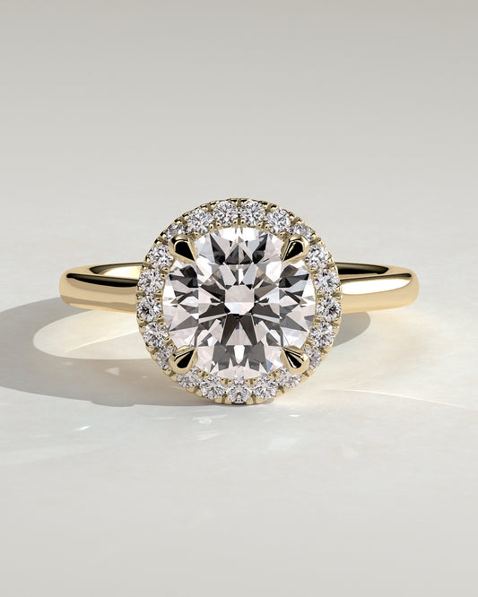 2.0 CT Round Cut Moissanite Halo Engagement Ring