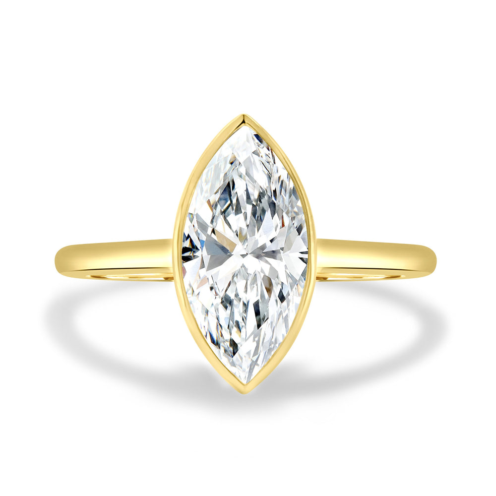 2.0 CT Marquise Cut Moissanite Bezel Engagement Ring