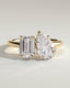2.0 CT Pear & Emerald Cut Moissanite Two Stone  Engagement Ring