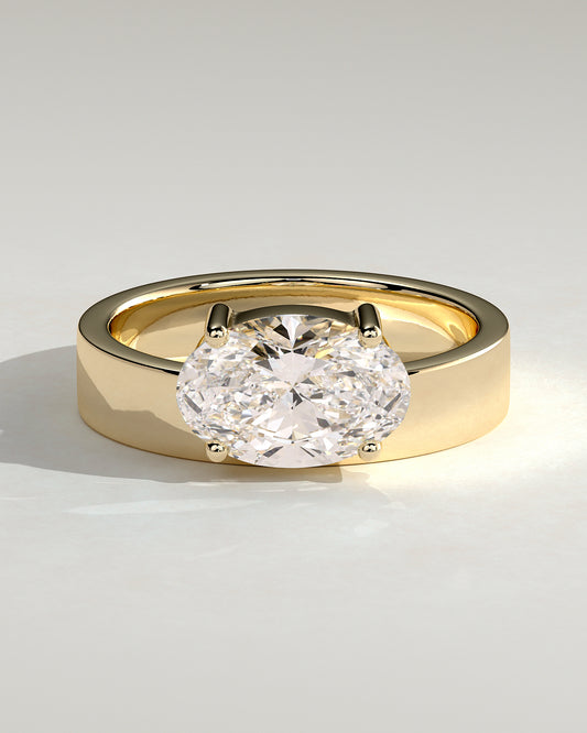 2.0 CT East West Oval Cut Moissanite Solitaire Engagement Ring