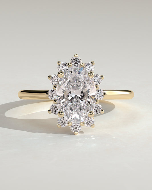 2.0 CT Oval Cut Moissanite Halo Engagement Ring