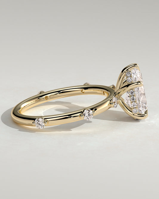 2.0 CT Pear Cut Moissanite Pave Style Engagement Ring