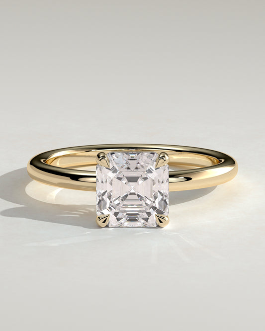 2.0 CT Asscher Cut Moissanite Solitaire Engagement Ring