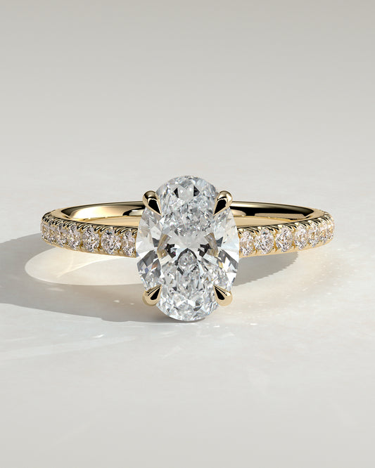 2.0 CT Oval Cut Moissanite Pave Engagement Ring