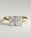 2.85 CT Oval & Emerald Cut Moissanite Two Stone Engagement Ring