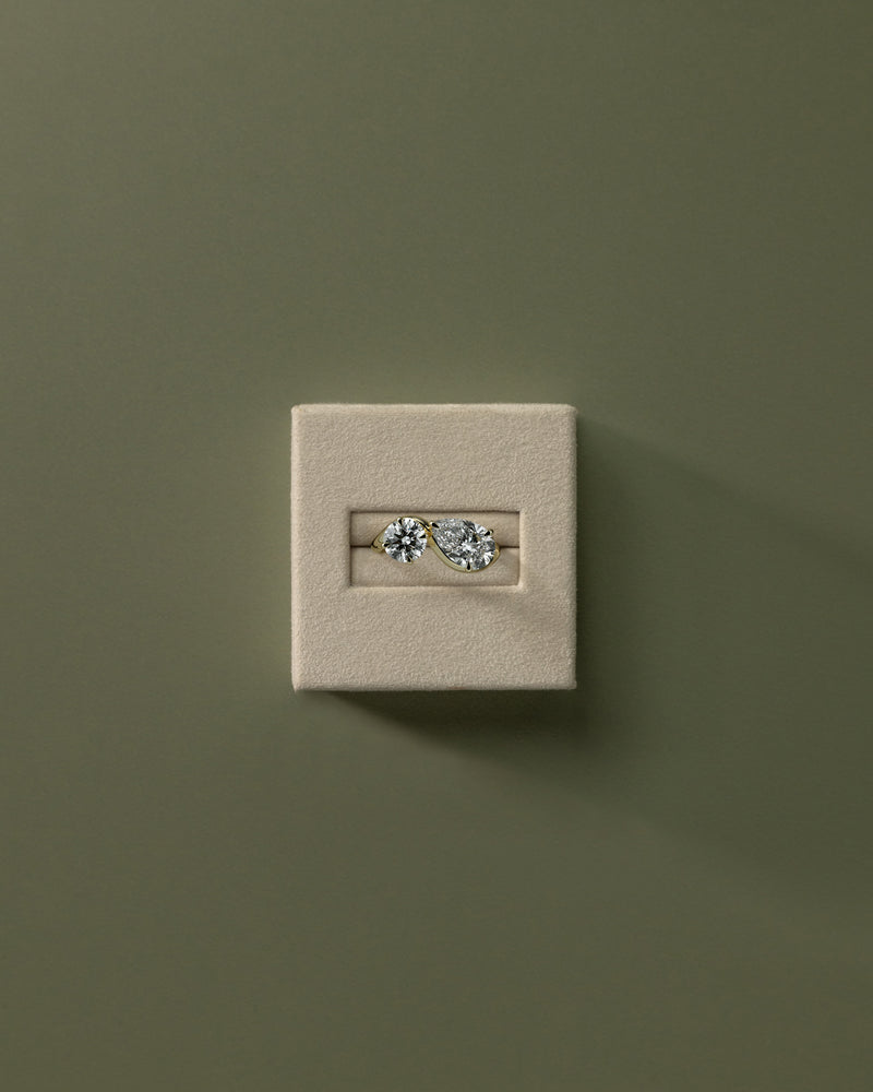 3.0 CT Round & Pear Cut Moissanite Two Stone Engagement Ring