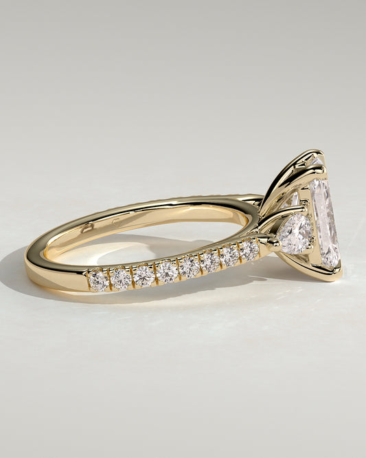 2.0 CT Radiant Cut Moissanite Three Stone & Pave Engagement Ring