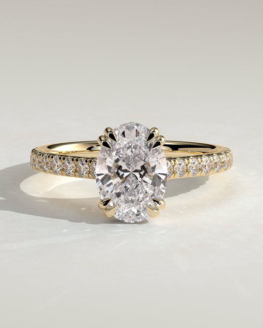 2.0 CT Oval Cut Moissanite Pave Engagement Ring
