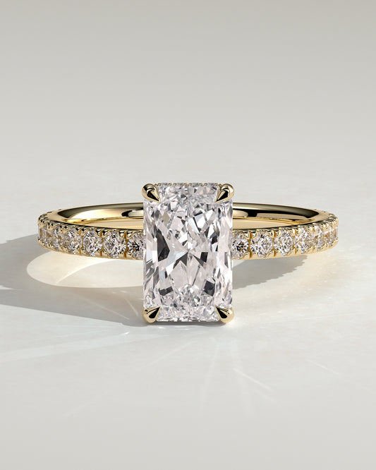 2.0 CT Radiant Cut Moissanite Pave Engagement Ring