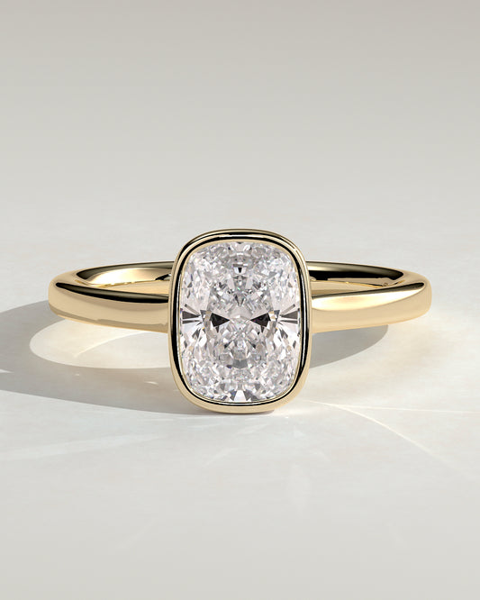 2.0 CT Elongated Cushion Cut Moissanite Bezel Engagement Ring