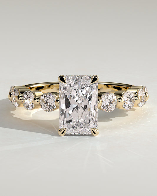 2.0 CT Radiant Cut Moissanite Pave Engagement Ring