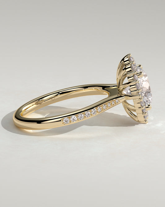 2.0 CT Round Cut Moissanite Cluster Halo with Pavé Engagement Ring