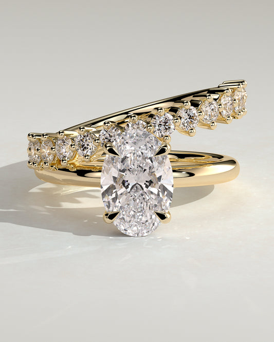 2.0 CT Oval Cut Moissanite Unique Engagement Ring