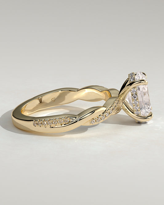 2.0 CT Oval Cut Moissanite Twisted Pave Engagement Ring