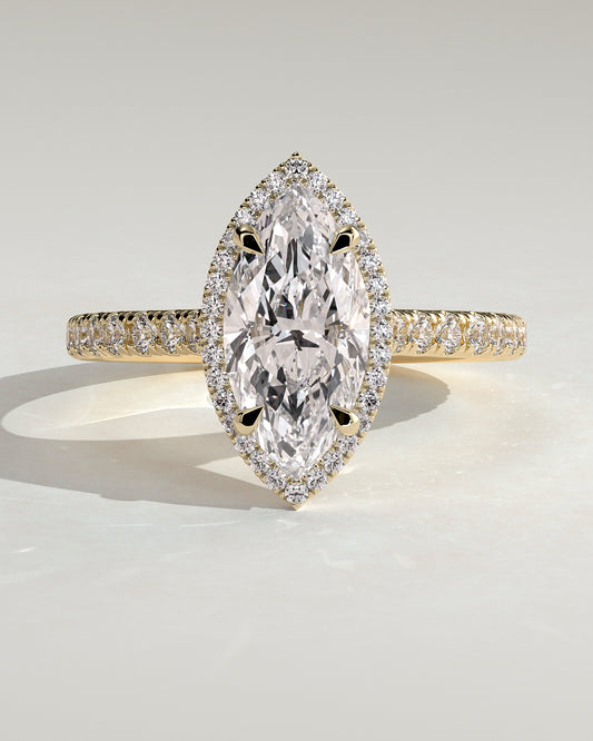 2.0 CT Marquise Cut Moissanite Halo Engagement Ring