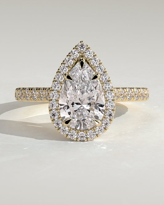 2.0 CT Pear Cut Moissanite Halo Engagement Ring