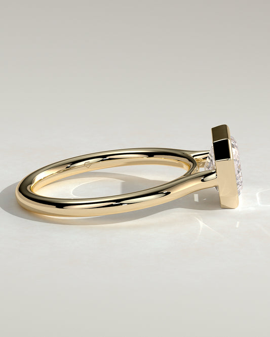 2.0 CT East - West Emerald Cut Moissanite Bezel Engagement Ring