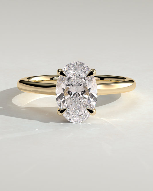 2.0 CT Oval Cut Moissanite Hidden Halo Engagement Ring