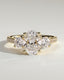 2.0 CT Oval Cut Moissanite Three Stone & Pave Engagement Ring