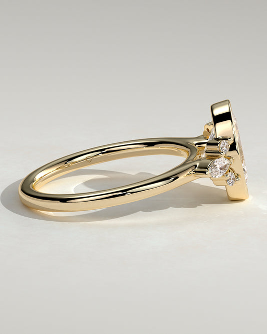 2.0 CT Oval Cut Moissanite Bezel with Cluster Engagement Ring