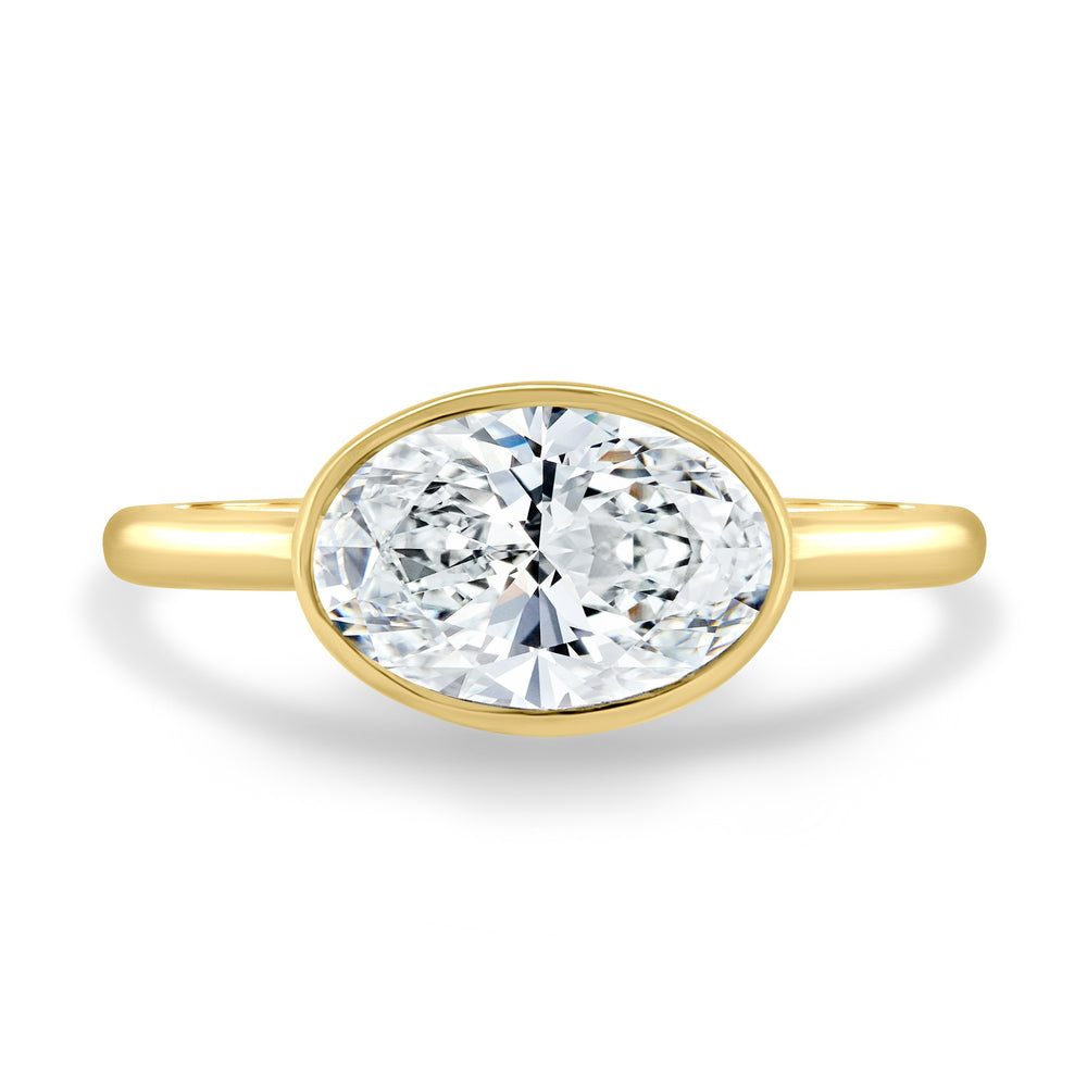 2.0 CT East West Oval Cut Moissanite Bezel Solitaire Engagement Ring