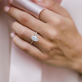 3.0 CT Oval Solitaire Hidden Halo & Pave Moissanite Engagement Ring - crownmoissanite