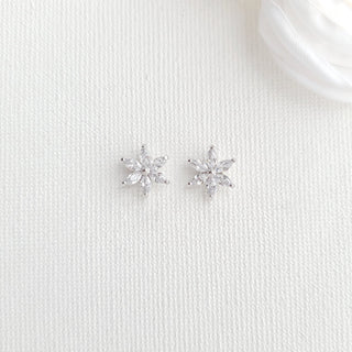 1.0 TCW Marquise Moissanite Flower Minimalist Earrings - crownmoissanite