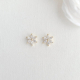 1.0 TCW Marquise Moissanite Flower Minimalist Earrings - crownmoissanite