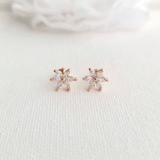 1.0 TCW Marquise Moissanite Flower Minimalist Earrings - crownmoissanite